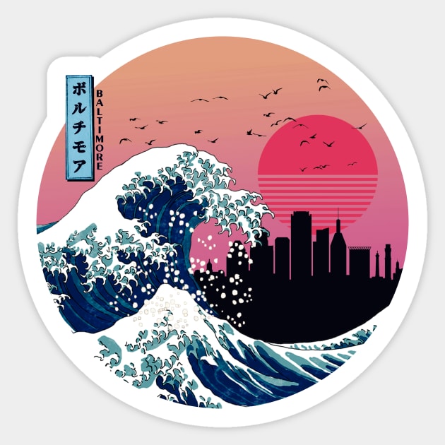 Baltimore Kanagawa Wave Retro Sticker by Ferrazi